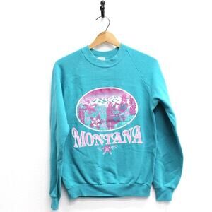 Vintage Montana Floral Mountains Sweatshirt Medium